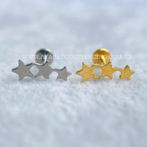 Labret Titânio Rosca Interna Estrelas