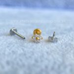 Labret Aço Rosca Interna Flor Zircônias - Imagem 3