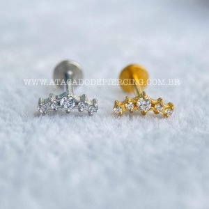 Labret Aço Rosca Interna Cluster Zircônias