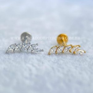 Labret Aço Rosca Interna Cluster Zircônias