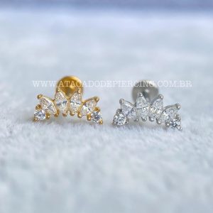 Labret Aço Rosca Interna Cluster Zircônias