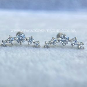 Labret Aço Rosca Interna Cluster Zircônias