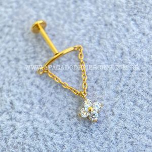 Labret Rosca Interna Titânio Corrente Zircônia