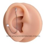 Labret Rosca Interna Titânio Duplo Zircônias com Corrente - Imagem 2