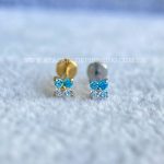 Labret Rosca Interna Titânio Trevo Zircônias Azul