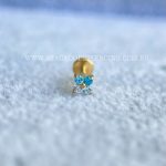 Labret Rosca Interna Titânio Trevo Zircônias Azul - Imagem 2
