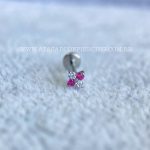 Labret Rosca Interna Titânio Trevo Zircônias Rosa - Imagem 4