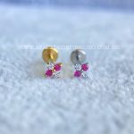 Labret Rosca Interna Titânio Trevo Zircônias Rosa