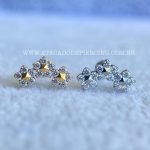 Labret Rosca Interna Titânio Trio de Flores Zircônias
