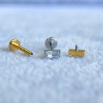Labret Rosca Interna Aço Zircônia Baguete - Imagem 3