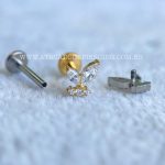 Labret Rosca Interna Titânio Borboleta Zircônias - Imagem 3