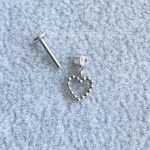 Labret Rosca Interna Aço Ponto de Luz Pingente Coração - Imagem 4
