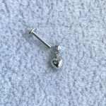 Labret Rosca Interna Aço Ponto de Luz Pingente Coração - Imagem 4
