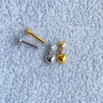 Labret Rosca Interna Aço Ponto de Luz Pingente Coração