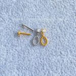 Labret Rosca Interna Aço Ponto de Luz Pingente Gota