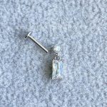 Labret Rosca Interna Aço Ponto de Luz Pingente Zircônia