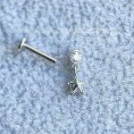 Labret Rosca Interna Aço Ponto de Luz Pingente Estrela - Imagem 4