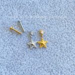 Labret Rosca Interna Aço Ponto de Luz Pingente Estrela