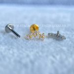 Labret Rosca Interna Titânio Cluster Flores Zircônias - Imagem 3