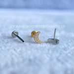 Labret Push Pin Titânio Lua Zircônias - Imagem 3