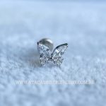 Labret Rosca Interna Titânio Borboleta Zircônias - Imagem 4