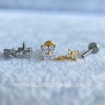 Labret Rosca Interna Aço Trevo Zircônias - Imagem 4
