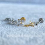 Labret Rosca Interna Aço Trevo Zircônias - Imagem 5