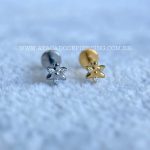 Labret Rosca Interna Titânio Flor Zircônias