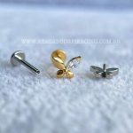 Labret Rosca Interna Titânio Borboleta Zircônia - Imagem 3