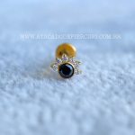 Labret Rosca Interna Titânio Flor Onix Zircônias - Imagem 2