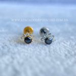 Labret Rosca Interna Titânio Flor Onix Zircônias
