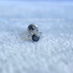 Labret Rosca Interna Titânio Flor Onix Zircônias - Imagem 4