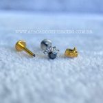 Labret Rosca Interna Titânio Flor Onix Zircônias - Imagem 3