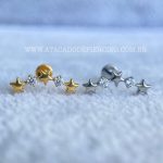 Labret Rosca Interna Titânio Cluster Estrelas Zircônias