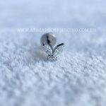 Labret Rosca Interna Titânio Borboleta Zircônias - Imagem 4