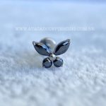 Labret Rosca Interna Titânio Borboleta Onix Zircônias - Imagem 4