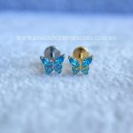 Labret Rosca Interna Titânio Borboleta Zircônias Azul