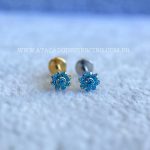 Labret Rosca Interna Titânio Flor Zircônias Azul