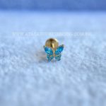 Labret Rosca Interna Titânio Borboleta Zircônias Azul - Imagem 2