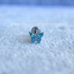Labret Rosca Interna Titânio Borboleta Zircônias Azul - Imagem 3