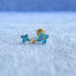Labret Rosca Interna Titânio Trevo Zircônias Azul - Imagem 2