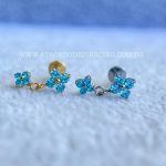 Labret Rosca Interna Titânio Trevo Zircônias Azul