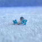 Labret Rosca Interna Titânio Trevo Zircônias Azul - Imagem 3