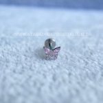 Labret Rosca Interna Titânio Borboleta Zircônias Rosa - Imagem 3