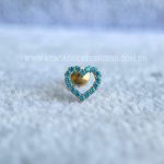 Labret Rosca Interna Titânio Coração Zircônias Azul - Imagem 2