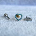 Labret Rosca Interna Titânio Coração Zircônias Azul - Imagem 3
