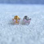 Labret Rosca Interna Titânio Borboleta Zircônias Rosa