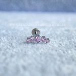 Labret Rosca Interna Titânio Cluster Zircônias Rosa - Imagem 4
