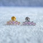 Labret Rosca Interna Titânio Cluster Zircônias Rosa
