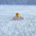 Labret Rosca Interna Titânio Cluster Zircônias Rosa - Imagem 2